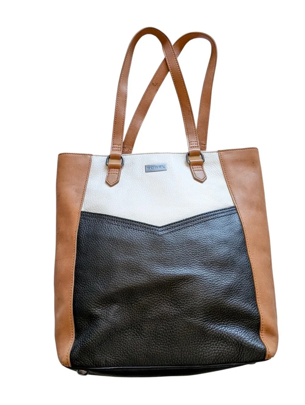 Sorel Three-Tone Leather Tote Bag Business Casual Carryall Shoulder